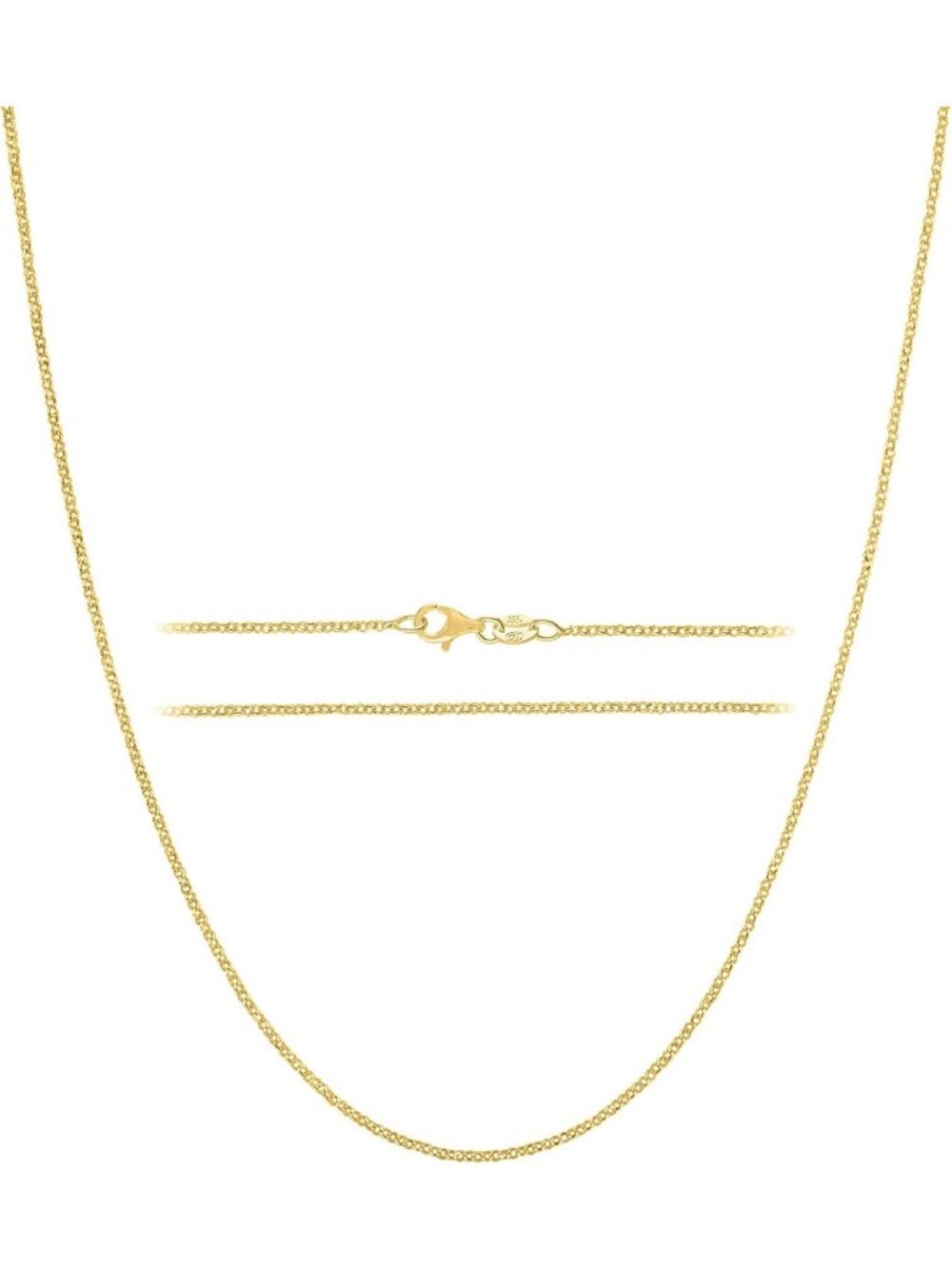 Elegant Gold Chain Necklace for Women | 925 Sterling Silver Plated Cable Link